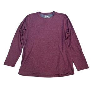 Eddie Bauer Mens Shirt XL Burgundy Long Sleeve Thermal Pullover Lounge Casual